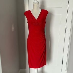 American Living Red Ruched Waist Dress